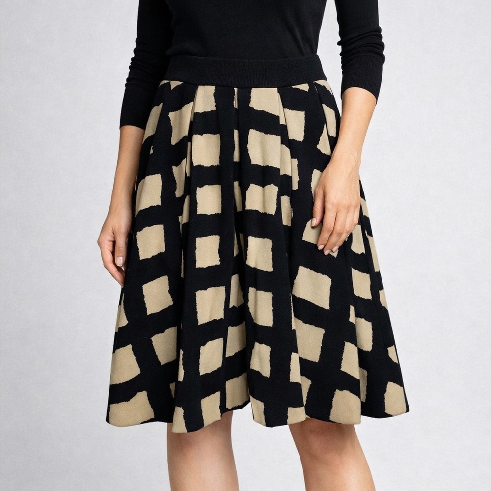 Vintage eGGs Mina Italian Wool Skirt With Abstract Print